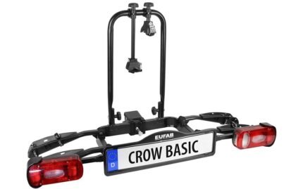 PORTE-VÉLOS SUR BOULE D'ATTELAGE EUFAB CROW BASIC PRISE 13 BROCHES - 2 VÉLOS (COMPATIBLE E-BIKES) NOIR